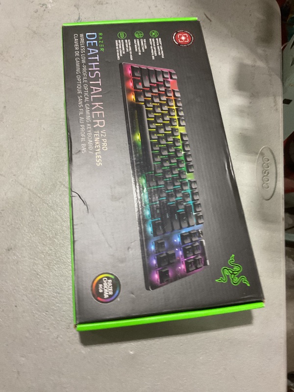 Photo 1 of Razer DeathStalker V2 Pro TKL Wireless Gaming Keyboard: Low Profile Optical Switches Linear Red - HyperSpeed Wireless & Bluetooth - Chroma RGB - Up to 200 Hr Battery Snap Tap