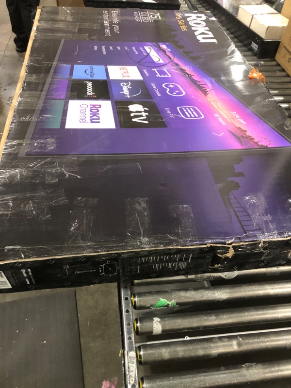 Photo 1 of FOR PARTS ONLY - Roku Smart TV – 75-Inch Pro Series 4K QLED RokuTV with Backlit Roku Voice Remote Pro, Dolby Vision IQ, 120Hz Refresh Rate – Live Local News, Sports, Gaming