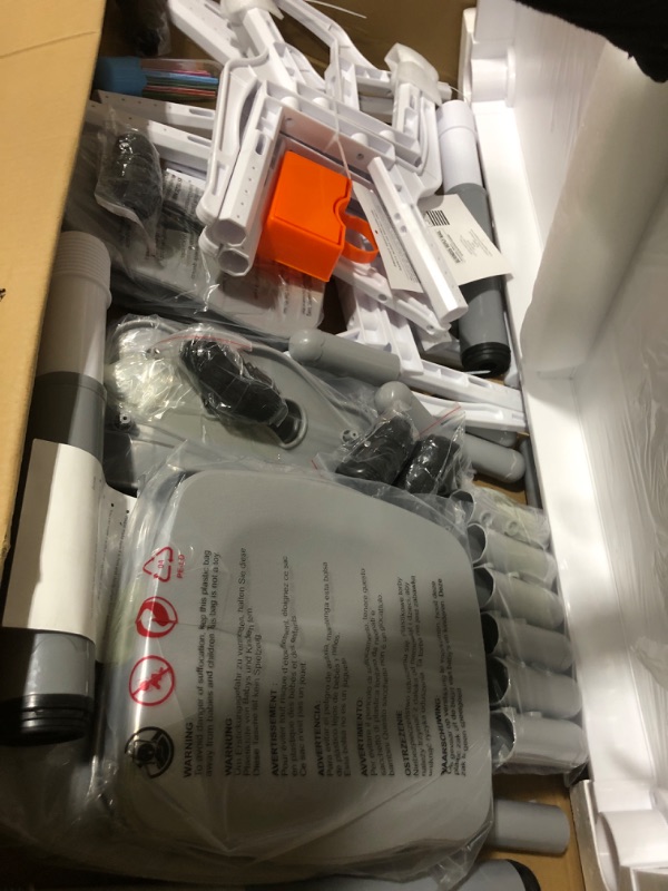 Photo 1 of HAPPYMATY Kids Table and Chair Set, Snow Grey, Upgraded Plastic, 47.2x28.0 inches, Adjustable Height, Whiteboard Style, Includes 12 Color Pens