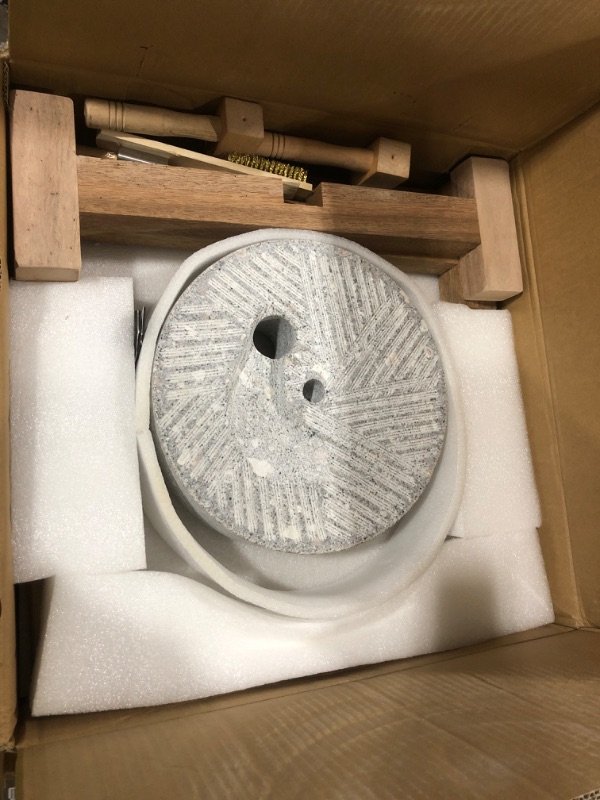 Photo 1 of Stone Grain Mill - Manual Flour Mill with Stable Wood Base, Natural Granite Stone Grinder Mill for Dry & Wet Use, Home Kitchen Tool (11.8 x 15.8 inch)