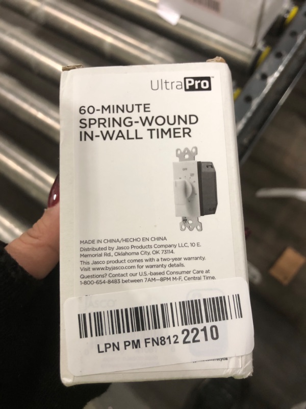 Photo 1 of UltraPro 60-Minute In-Wall Spring Wound Countdown Timer Switch, Mechanical Timer for Lights, Bathroom & Exhaust Fans, No Neutral Wire Required, White, 41081