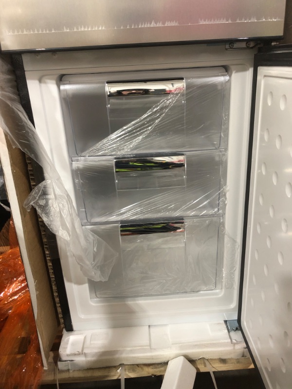Photo 1 of HAMILTON BEACH Cubic Foot Fridge with Bottom Mount Freezer, 9.2 cu. ft, Stainless