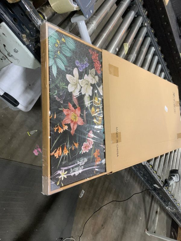 Photo 1 of tigeridge Botanical Framed Wall Art - Colorful Flowers Bouquet Canvas Pictures Wall Decor Wildflowers Plants Painting Artwork Blooming Floral Prints for Living Room Decor 40 x 20in, Natural Wood Frame