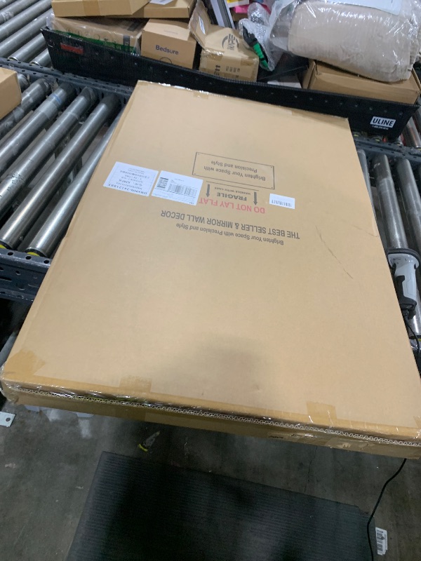 Photo 1 of 36x22 inches Arched Window Wall Mirrors with Grids, White Farmhouse Wooden Arch Mirror for Dresser, Bedroom, Stairways, Entryway and Living Rooms Decorative