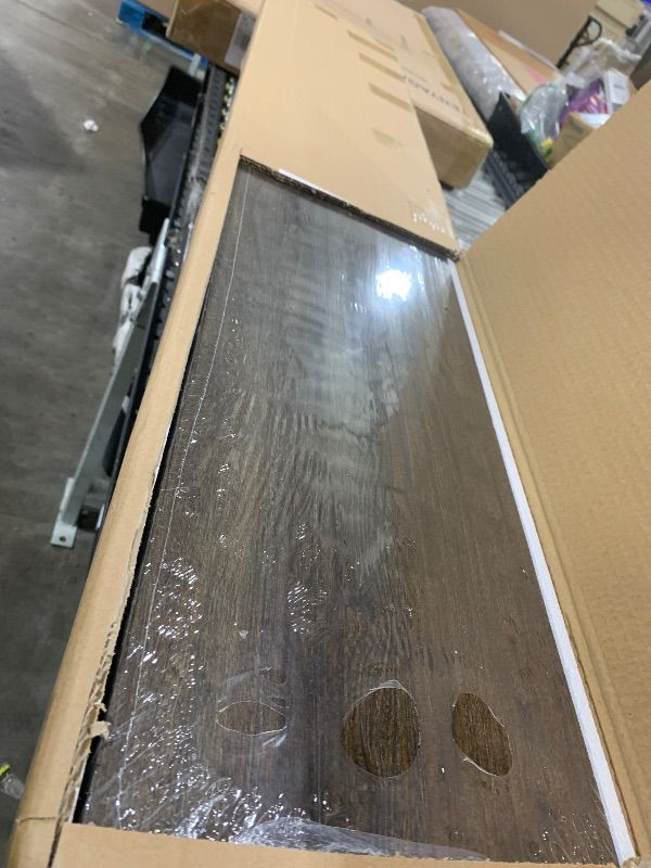 Photo 1 of Reclaimed Elm Wood Floating Shelf for Wall, Flat Edge 55"W x 9.2"D x 1.4"H, 1 Pack with Invisible Bracket, Large Wall Mounted Shelf for Living Room Bedroom Kitchen Bathroom Decor, Walnut Finish