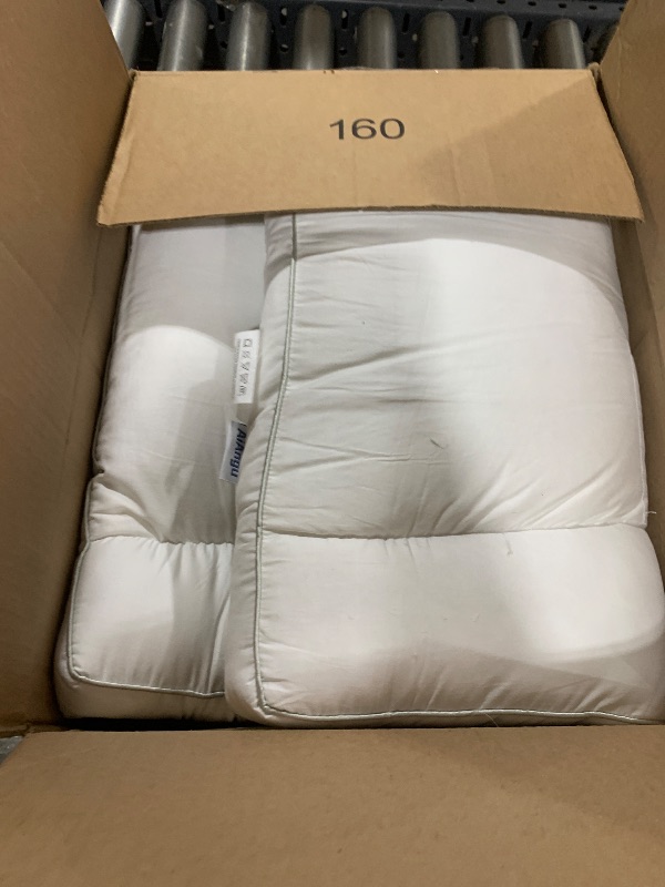 Photo 1 of AiAngu Goose Down Pillow, Cervical Support for Neck Pain Relief, 1250+ Fill Power, 600 Thread Count Cotton Shell, Ergonomic Design for Side, Back, and Stomach Sleepers(White,Queen(Pack of 1))