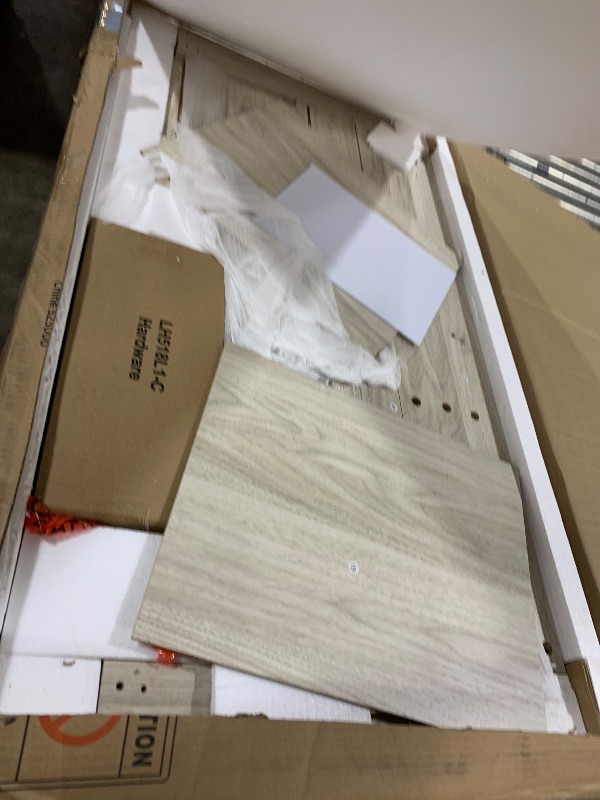 Photo 1 of LINSY HOME Farmhouse Coffee Table with Storage, Wood Coffee Table for Living Room, Open Display Area and Storage Drawers with Metal Handles, Chic Style with Curved Base. Oak and Brown