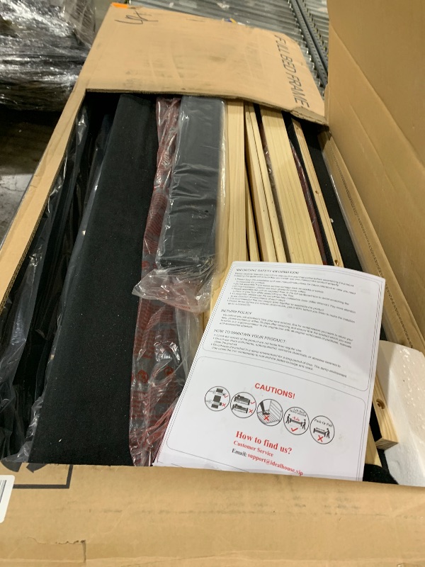 Photo 1 of GAOMON Full Size Bed Frame with Headboard, Upholstered Platform Bed Frames Full Size with Crystal Diamond Tufted for Girls/Kids Easy Assembly, Wooden Slats Support, No Box Spring Needed, Black