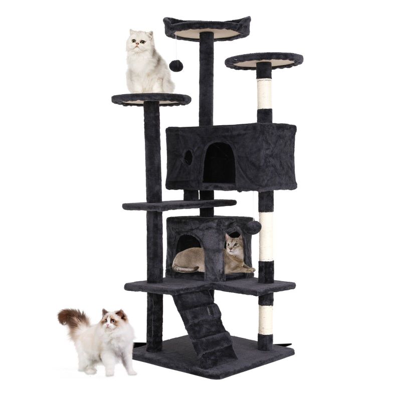 Photo 1 of ***(MISSING PARTS -SELLING AS IS)***
BestPet 54in Cat Tree Tower Scratch Posts Condo Toys Dark Gray Perfect for Active Cats