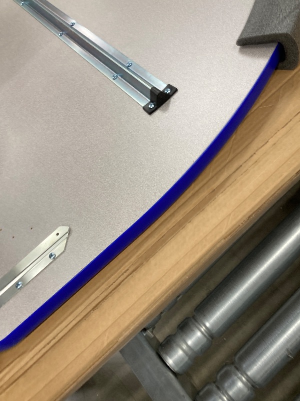Photo 1 of ***(MISSING PART -TABLE TOP ONLY)*** Factory Direct Partners 10087-GYGN Kidney Activity School and Office Table (48" x 72"), Standard Legs with Ball Glides, Adjustable Height 19-30" - Gray Top and Blue Edge **** Missing Part.... The legs 