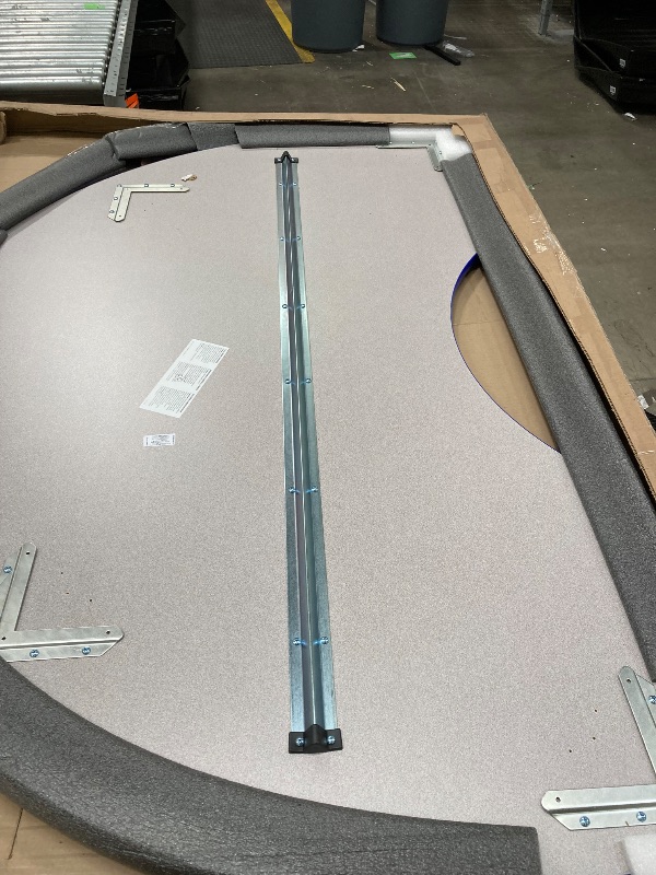 Photo 1 of ***(MISSING PART -TABLE TOP ONLY)*** Factory Direct Partners 10087-GYGN Kidney Activity School and Office Table (48" x 72"), Standard Legs with Ball Glides, Adjustable Height 19-30" - Gray Top and Blue Edge **** Missing Part.... The legs 