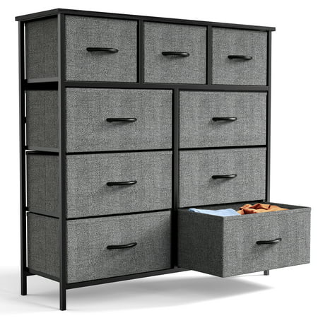 Photo 1 of **MISSING PARTS**Fabric Storage Dresser with 9 Drawers Steel Frame and Wooden Top for Bedroom Closet Entryway and Nursery Gray