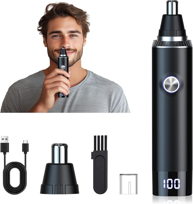 Photo 1 of ***ALL ACCESSORIES MISSING***ONLY BODY OF TRIMMER INCLUDED***Ear & Nose Hair Trimmer with LED Display for Men Women,Painless USB Rechargeable Eyebrow & Facial & Nose Hair Trimmer Clipper,Professional IPX7 Waterproof Dual Edge Blades 13,000 RPM
