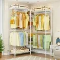 Photo 1 of "Ulif E4 White Wire Garment Rack, Closet Organizer with 8 Shelves & 4 Hanger Rods, Heavy Duty, 71.6"" W x 79.3"" H"