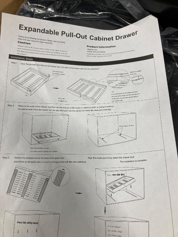 Photo 1 of  Expandable (15.1"-26.3") Pull Out Cabinet Organizer 21" Deep With Raising Pad for Framed Cabinets,Upgrade 3 Slide Rails Slide Out Drawers,No Drill Roll Out Shelves Adhesive,Black

