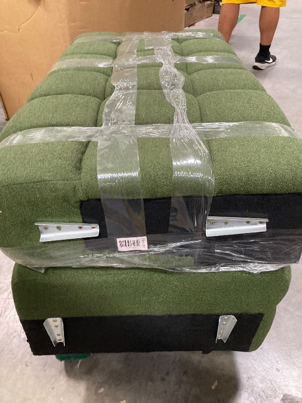 Photo 1 of ***MISSING ONE PART- SELLING AS IS)*** 
JASIWAY Convertible Chair Bed Sleeper for Adults, 3-in-1 Convertable Single Sofa Futon Chair for Small Spaces, Foldable Sleeping Chaise Lounge, Trifold, Armless, Corduroy (Green, 31.5" W x 77.6" D)