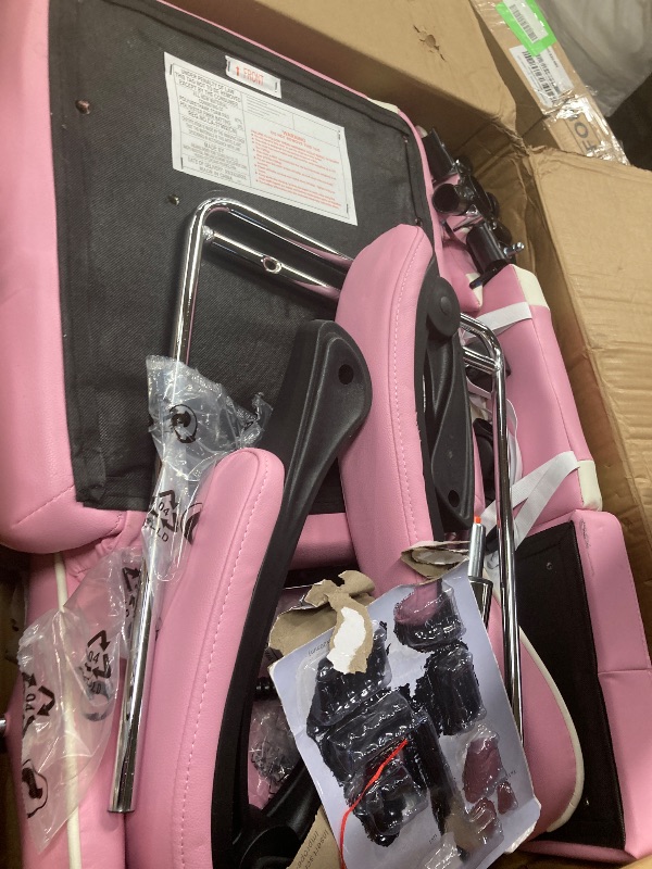 Photo 1 of ***(PARTS ONLY - SELLING AS PARTS ONLY)*** 
Sweetcrispy Video Game Desk Chair - Ergonomic Computer with Footrest and Comfy Lumbar Support, PU Leather Recliner with Headrest, Fixed Up Armrest, Height Adjustable with 360° Swivel, for Adults, Pink  ***(BOX R