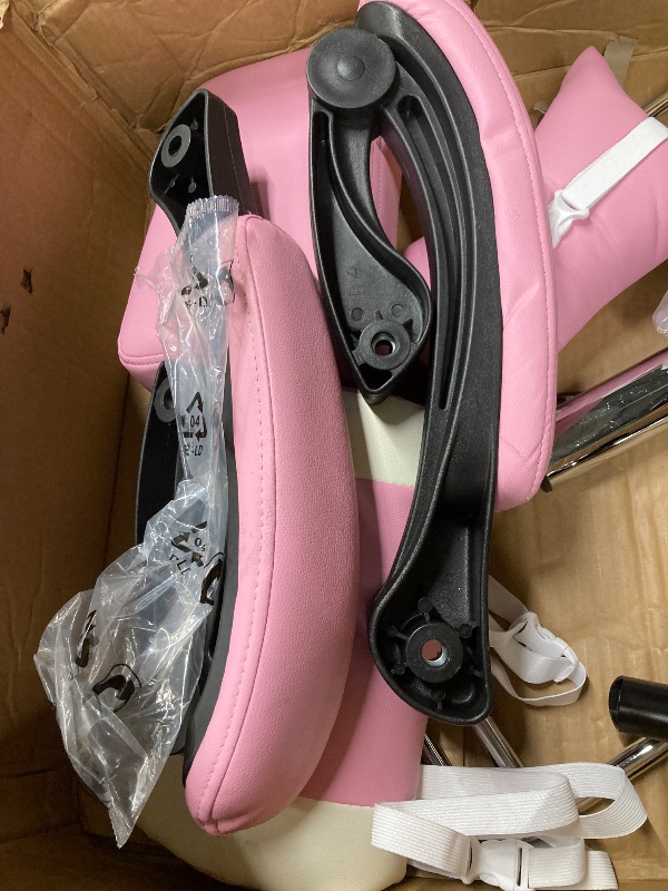 Photo 1 of ***(PARTS ONLY - SELLING AS PARTS ONLY)*** 
Sweetcrispy Video Game Desk Chair - Ergonomic Computer with Footrest and Comfy Lumbar Support, PU Leather Recliner with Headrest, Fixed Up Armrest, Height Adjustable with 360° Swivel, for Adults, Pink  ***(BOX R