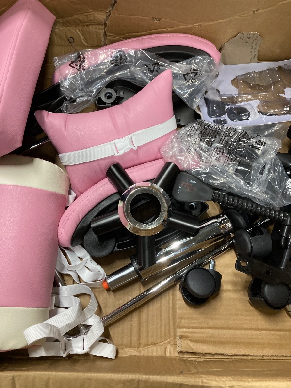 Photo 1 of ***(PARTS ONLY - SELLING AS PARTS ONLY)*** 
Sweetcrispy Video Game Desk Chair - Ergonomic Computer with Footrest and Comfy Lumbar Support, PU Leather Recliner with Headrest, Fixed Up Armrest, Height Adjustable with 360° Swivel, for Adults, Pink  ***(BOX R
