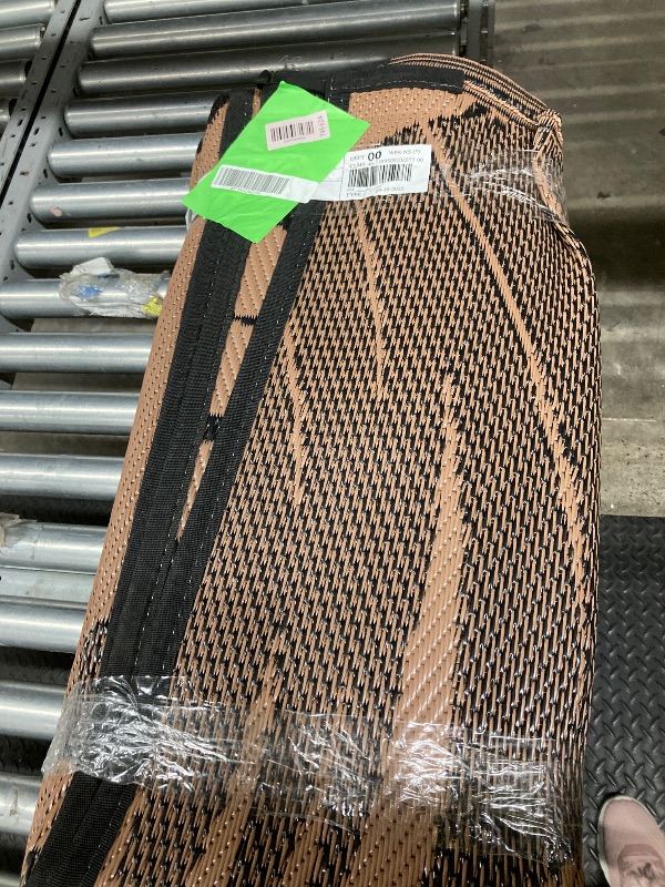 Photo 1 of  Outdoor Rug Waterproof for Patio Decor, Reversible Plastic Straw Rug Carpet, Camping Mats for Outdoor, RV, Backyard, Deck, Balcony, Picnic, Mix Black & Brown
