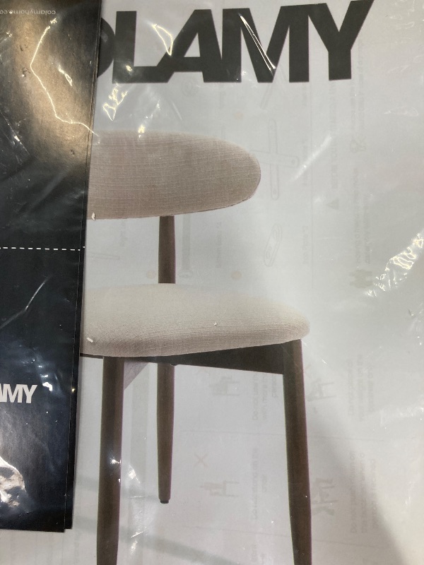 Photo 1 of ***ONLY 4 CHAIRS*** COLAMY Wooden Dining Chairs Set of 4, Modern Upholstered Fabric Dining Room Chair, Farmhouse Kitchen Side Chairs with Foot Pegs, Beige