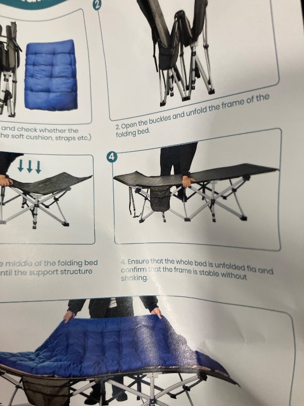 Photo 1 of 
GVDV Folding Camping Cot with 2 Sided Comfort Mattress, Double Layer Oxford Fabric Folding Bed, Portable Sleeping Bed Cot for Camp Office Nap Beach Travel
