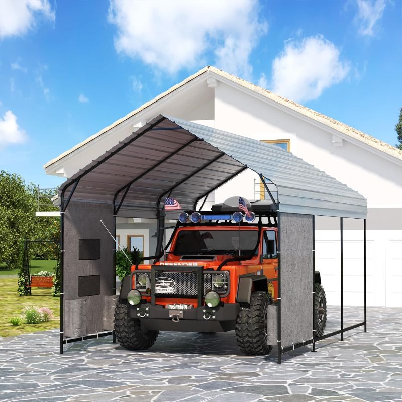 Photo 1 of ' Heavy Duty Metal Carport, Steel Carports Canopy with Galvanized Steel Frame and Roof, Metal Carport Shelter for Boats, SUVs and Trucks
