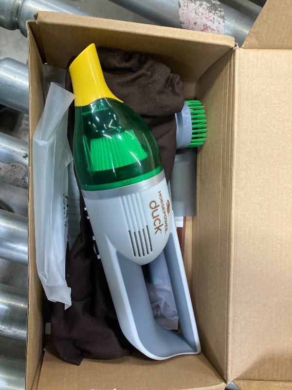 Photo 1 of **DOES NOT HOLD CHARGE/POWER BUTTON STICKS/PARTS ONLY**Duck Compact Cordless Vacuum by Horsepower, Ultra-Powerful, Strong Suction, AS-SEEN-ON-TV, Easy To Store, Rechargeable. Home, Auto, Pet Hair, Fits In Tiny Crevices, Includes Hose, Crevice Tool & Brush