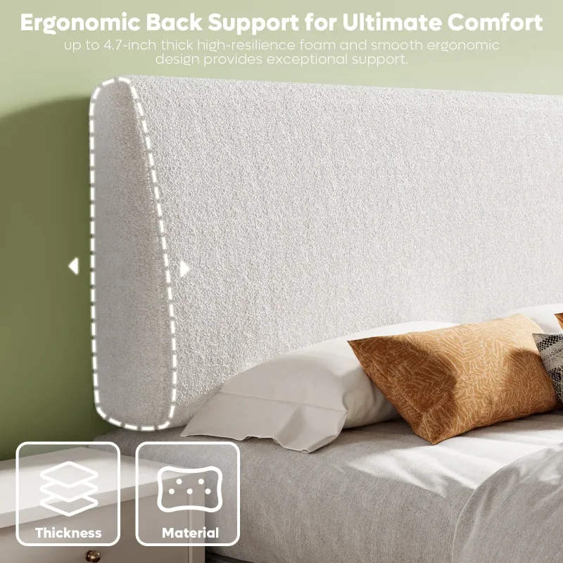 Photo 1 of ***Factory seal******Factory seal***Pinmoco Memory Foam Upholstered Headboard with Height Adjustable and Ergonomic Head Board for Full Bed, Teddy Velvet White
