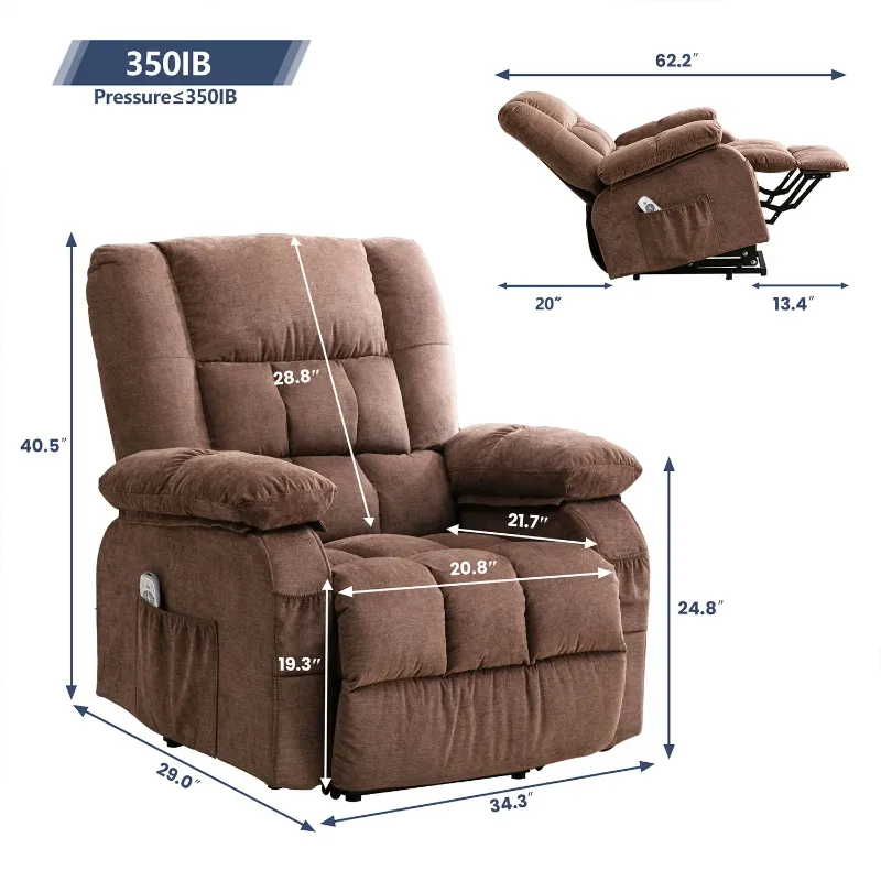 Photo 1 of **2 boxes**JONPONY Power Lift Recliner Chair Recliners for Elderly with Heat and Massage Recliner Chair for Living Room with Infinite Position and Side Pocket,USB Charge Port,Brown