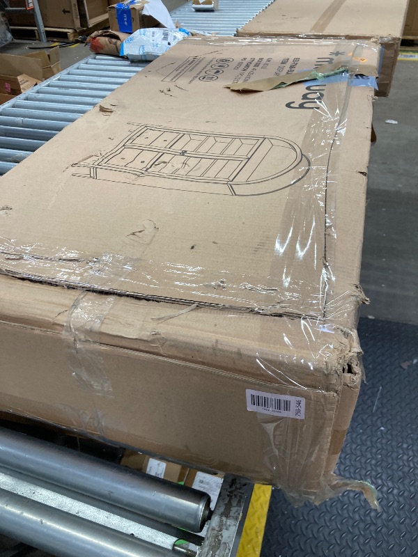 Photo 1 of **2 boxes**Modway Nolan Tall Arched Storage Display Cabinet in Black Oak - 74 Inch Arch Bookshelf with Glass Doors, Shelves and Drawers - Modern Accent Cabinet for Living Room, Dining Room