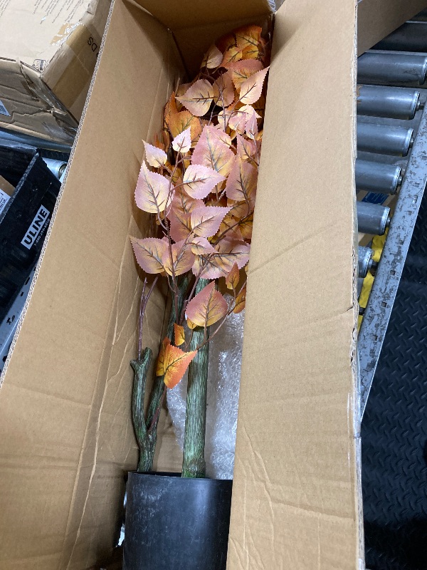 Photo 1 of **reference  image**Craftydream 4ft Fall Eucalyptus Tree Artificial Ficus Autumn Tree Decor Artificial Faux Plants Decor with Silk Leaves for Party Porch Fireplace Front Door Outdoor Indoor Office