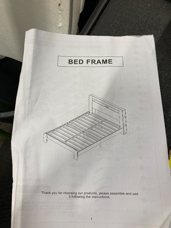 Photo 1 of **reference image**AMERLIFE Queen Size Bed Frame Industrial Platform Bed with Charging Station, 2-Tier Storage Headboard/No Box Spring Needed/Noise-Free/Dark Brown