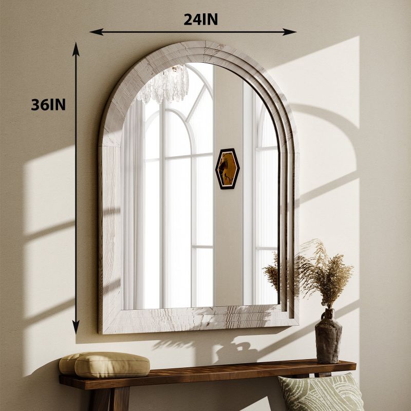 Photo 1 of **small damage**BEAUTYPEAK 36"x 24" Arched Bathroom Mirror Wall Mirror Wooden Frame,White