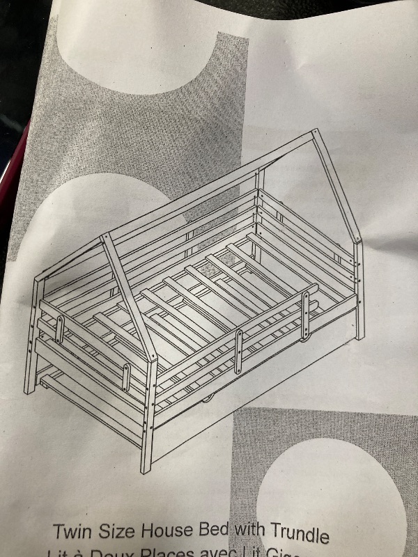 Photo 1 of **reference image**KOMFOTT Twin House Bed with 2 Storage Drawers, Wooden Kids Bed Frame with Roof & Fence Rails, Tent Bed with Headboard & Footboard for Teens, Girls & Boys, No Box Spring Needed Twin Bed Frame (White)