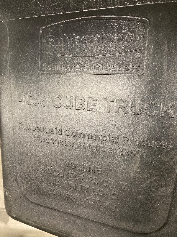 Photo 1 of ***SOME SCUFFS/SCRATCHES, NOT IN BOX /NO LID***Rubbermaid Cube Truck - 26X38x28-1/8 - Black - Black