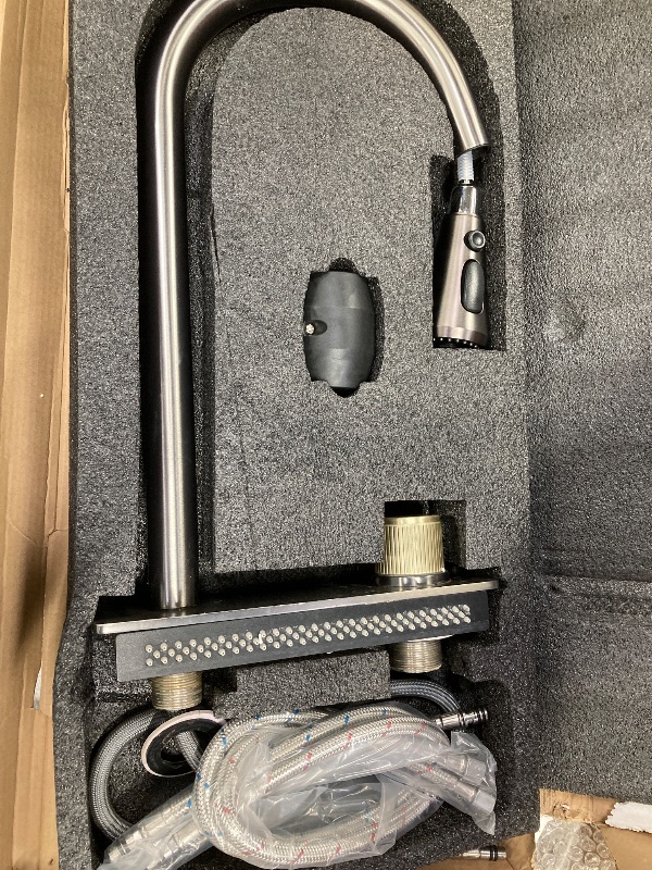 Photo 1 of **USED/DAMAGED FAUCET**SOMRXO 33x22 Drop In Kitchen Sink with Faucet Combo -33x22 Waterfall Kitchen Sink and Faucet Combo Set,16 Gauge Black Stainless Steel Waterfall Sink, 10" Deep Single Bowl Workstation Sinks