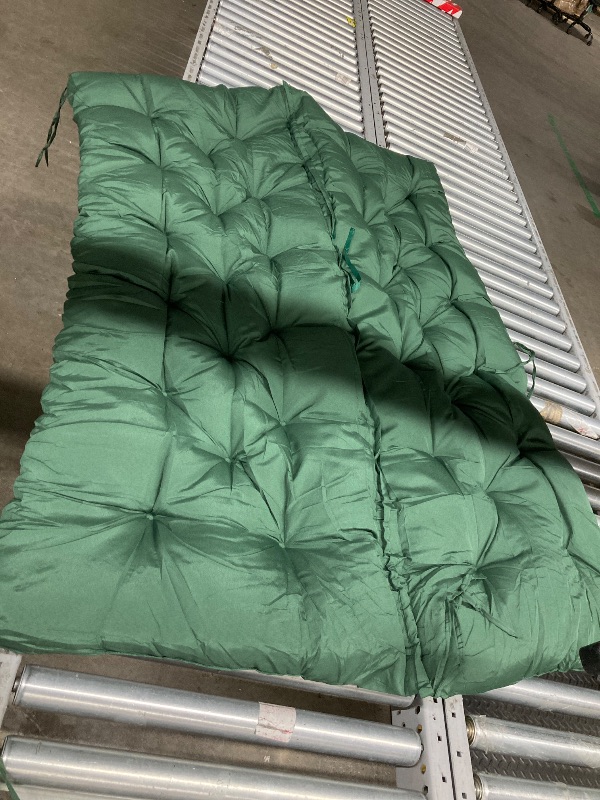 Photo 1 of **reference image**Porch Swing Cushion with Backrest,Waterproof Bench Cushion for Outdoor Furniture,2-3 Seater Replacement Thickened 5 in swing cushion,with Ties,Patio,Outdoor,Backyard and Garden (Green,40x40 in)