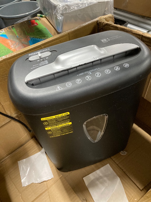 Photo 1 of **reference image**Amazon Basics 8 Sheet Cross Cut Paper and Credit Card Shredder with 4.1 Gallon Bin, Black