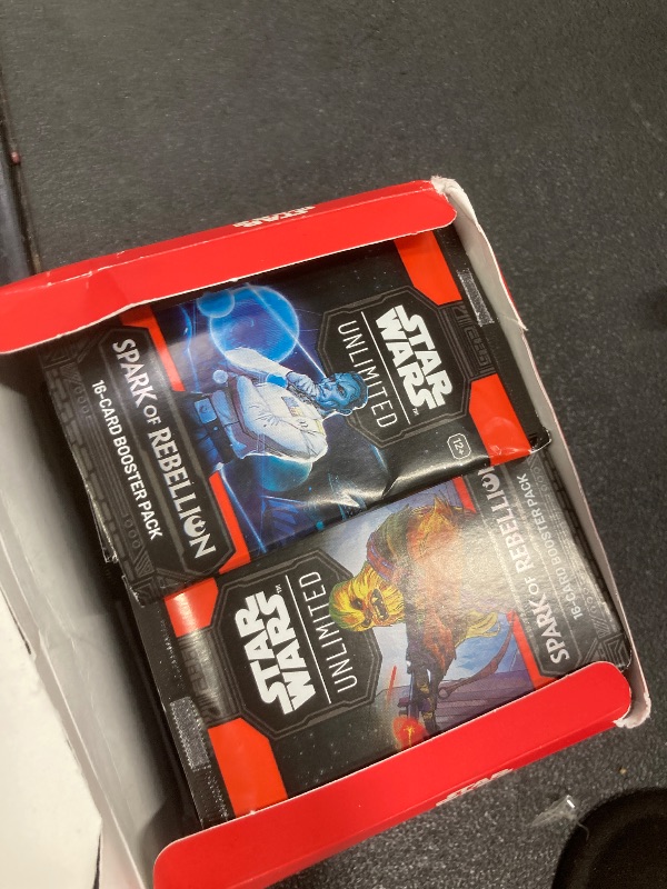 Photo 1 of ***DAMAGED, OPEN - SELLING AS IS***
Star Wars: Unlimited TCG Spark of Rebellion Booster Display (Set of 24 Booster Packs) - Trading Card Game for Kids & Adults, Ages 12+, 2+ Players, 20 Min Playtime, Made by Fantasy Flight Games