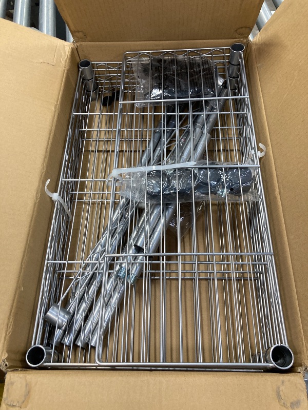 Photo 1 of **MISSING PARTS **Ktaxon 6 Tier Wire Shelving with Wheels, 46"D x 18"W x 82"H Multifunctional Storage Rack Metal Garage Shelves Organizer, Capacity for 900lbs, Silver