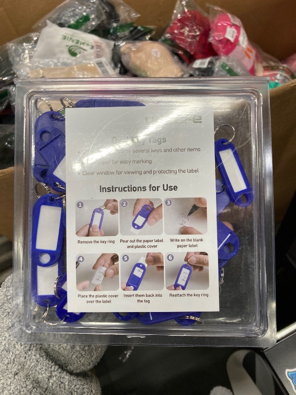 Photo 1 of Uniclife 40 Pieces Key Tags 2 Inch Soft Plastic Key Chain Tags with Blank Paper Labels Clear Windows Protective Films and Split Rings Flexible Item Identifiers, Blue