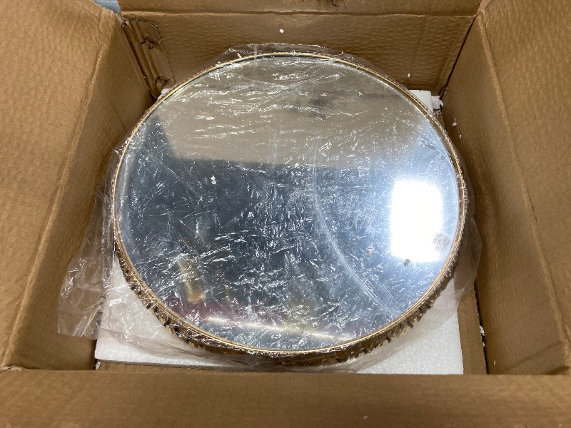 Photo 1 of 13 Inches 33cm Gold Round Mirror Cake Stand Cupcake Stands Metal Pedestal Holder with Crystals, Party Dessert Cheese Display Plate for Wedding Party Birthday Baby Shower Celebration Home Decoration