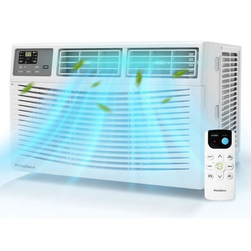 Photo 1 of **MISSING PARTS TO SIDES**PhiloDeco 8000 BTU Window Air Conditioner 350 Sq. ft. Intelligent, LED Display Screen, with Remote Control,Ac Can Be Used as a Dehumidifier/Fan, Operates Quietly, Energy-Saving. Timer/Sleep and ECO