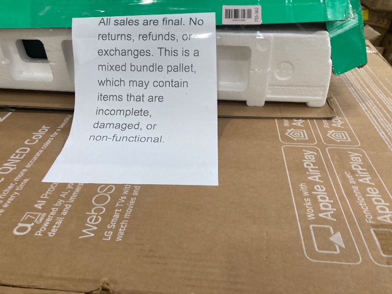 Photo 1 of ********No returns***No refund*******TV pallet doesn't work, only for parts of different brands and sizes. Some turn on, others don't. Broken screens, possibly missing cables and remote control. Returns not accepted. Final sale, approximate retail price o