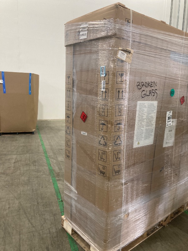 Photo 1 of *********The middle door's glass is broken.
It's factory sealed.*********Commercial Beverage Refrigerator, 75" W 60 Cu. Ft. Commercial Drink Fridge, Display Refrigerator with 3 Glass Door, Commercial Display Fridge with 12 Adjustable Shelves, for Shop, Re
