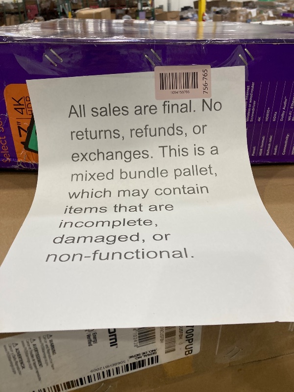 Photo 1 of ********No returns***No refund*******TV pallet doesn't work, only for parts of different brands and sizes. Some turn on, others don't. Broken screens, possibly missing cables and remote control. Returns not accepted. Final sale, approximate retail price o