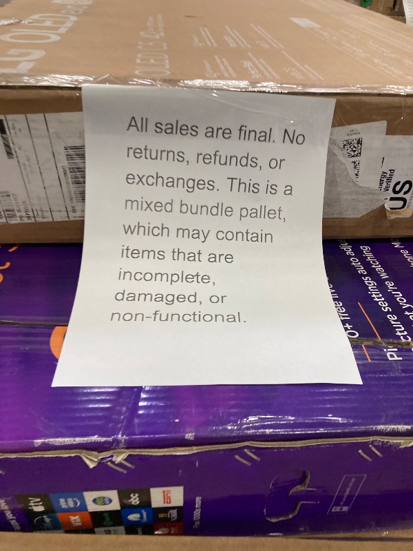 Photo 1 of ********No returns***No refund*******TV pallet doesn't work, only for parts of different brands and sizes. Some turn on, others don't. Broken screens, possibly missing cables and remote control. Returns not accepted. Final sale, approximate retail price o
