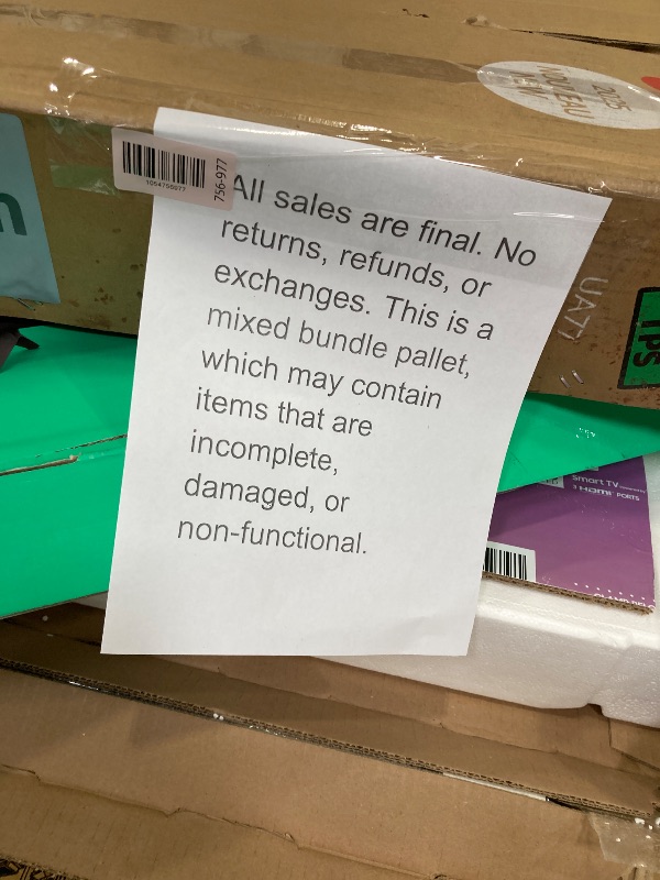 Photo 1 of ********No returns***No refund*******TV pallet doesn't work, only for parts of different brands and sizes. Some turn on, others don't. Broken screens, possibly missing cables and remote control. Returns not accepted. Final sale, approximate retail price o