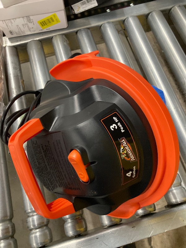 Photo 1 of ***(USED, DAMAGE -SELLING AS IS)*** Armor All VO408S 0901 4 Gallon 3 Peak HP Stainless Steel Wet/Dry Vacuum, Orange**USED**